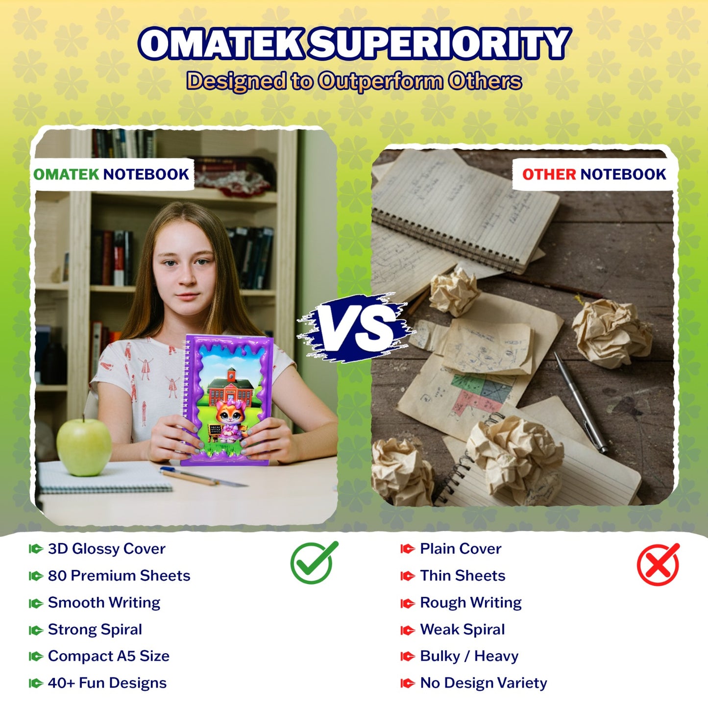 A5 Boyutunda Parlak Yüzeyli 3 Boyutlu Spiralli Defter 3'lü Koleksiyon ay ve hayaletler , güneşli günler bisikletli ayıcık