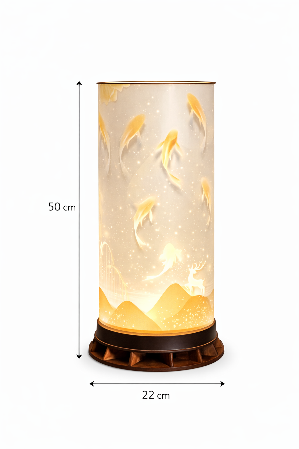 ✨ Altın Tüy ve Dağ Manzaralı LED Masa Lambası – Dekoratif Ortam Aydınlatması – 50 cm