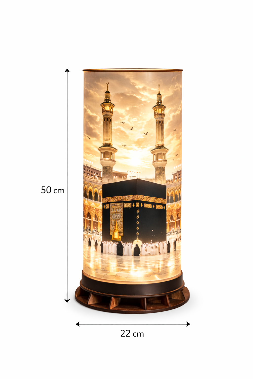 🕋 Kâbe ve Mescid-i Haram Desenli LED Masa Lambası – Dekoratif Ortam Aydınlatması – 50 cm