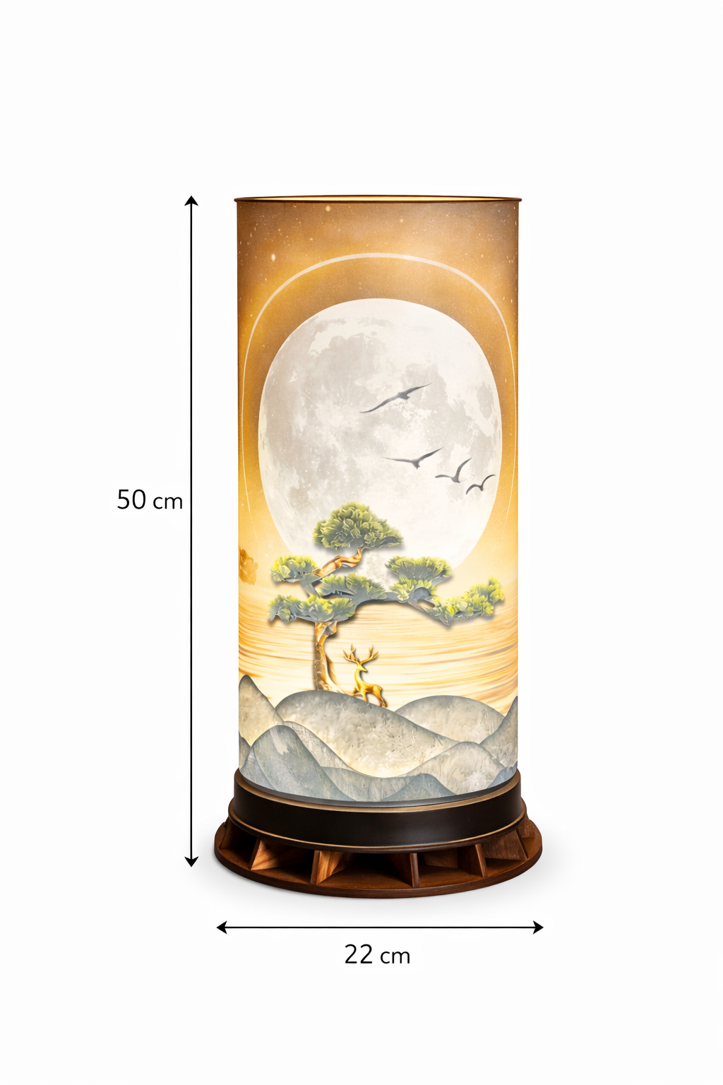 🌕 Ay ve Doğa Manzaralı LED Masa Lambası – Dekoratif Ortam Aydınlatması – 50 cm