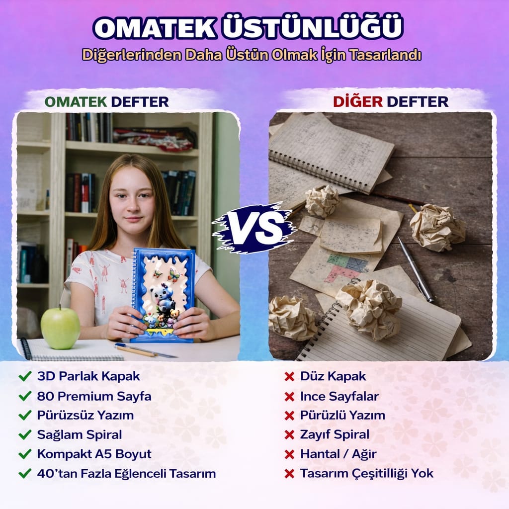 A5 Boyutunda  Parlak Yüzeyli 3 Boyutlu  Spiralli Defter  3'lü Koleksiyon sevimli kaplumbağa , ayıcık ailesi  , kitap okuyan ayıcık