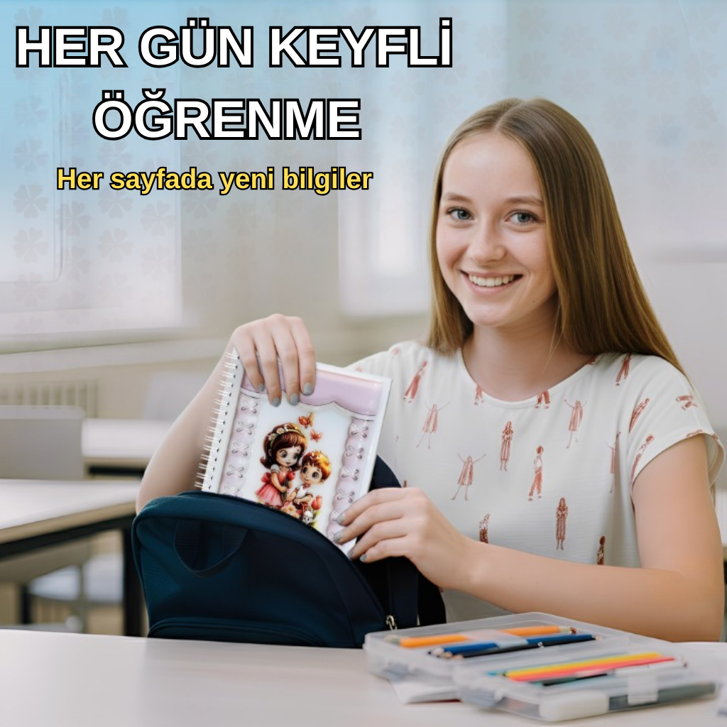 A5 Boyutunda  Parlak Yüzeyli 3 Boyutlu  Spiralli Defter  3'lü Koleksiyon sevimli çift , gülen çiçek , kelebek peri