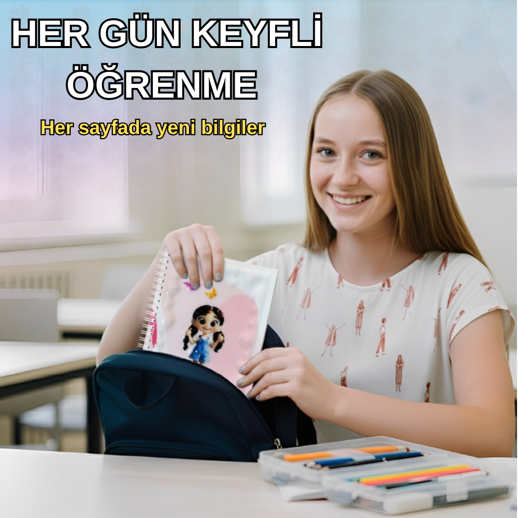 A5 Boyutunda  Parlak Yüzeyli 3 Boyutlu  Spiralli Defter  3'lü Koleksiyon kelebek peri , sarı elbiseli kız , küçük kız ve kelebekler