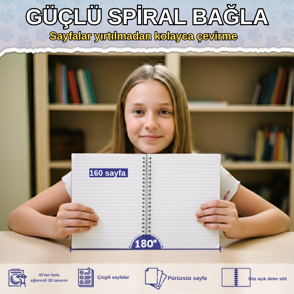 A5 Boyutunda  Parlak Yüzeyli 3 Boyutlu  Spiralli Defter  3'lü Koleksiyon  küçük doktor , akılı telefon ekranı ,  hızlı spor araba