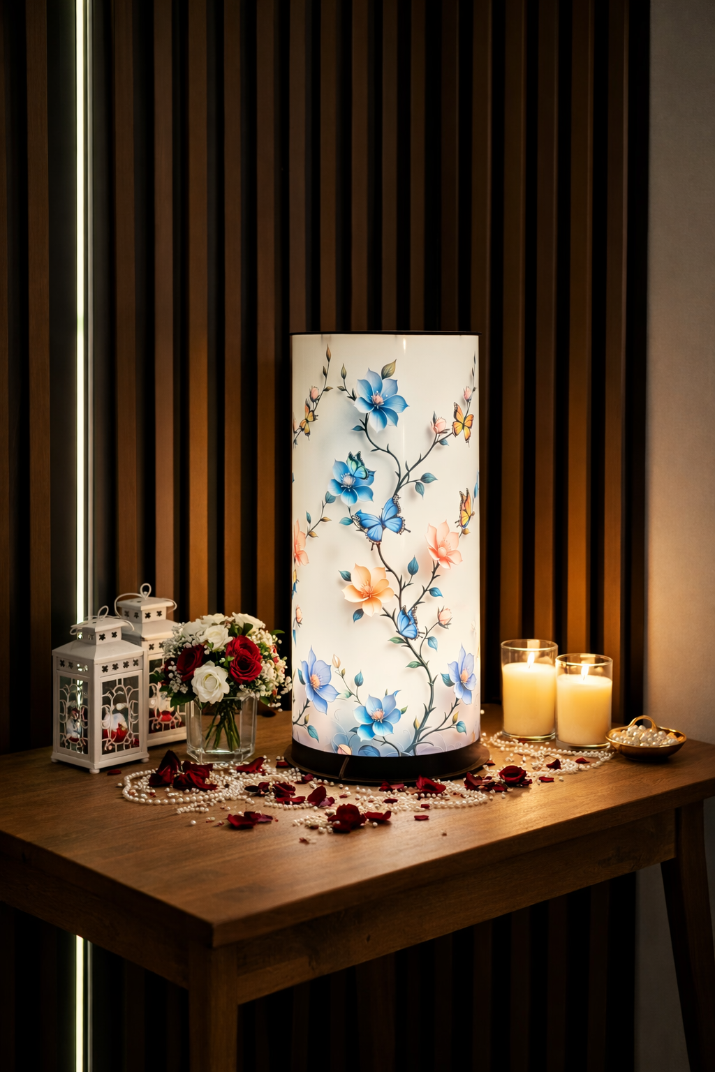 🌸 Çiçek ve Kelebek Desenli LED Masa Lambası – Dekoratif Ortam Aydınlatması – 50 cm