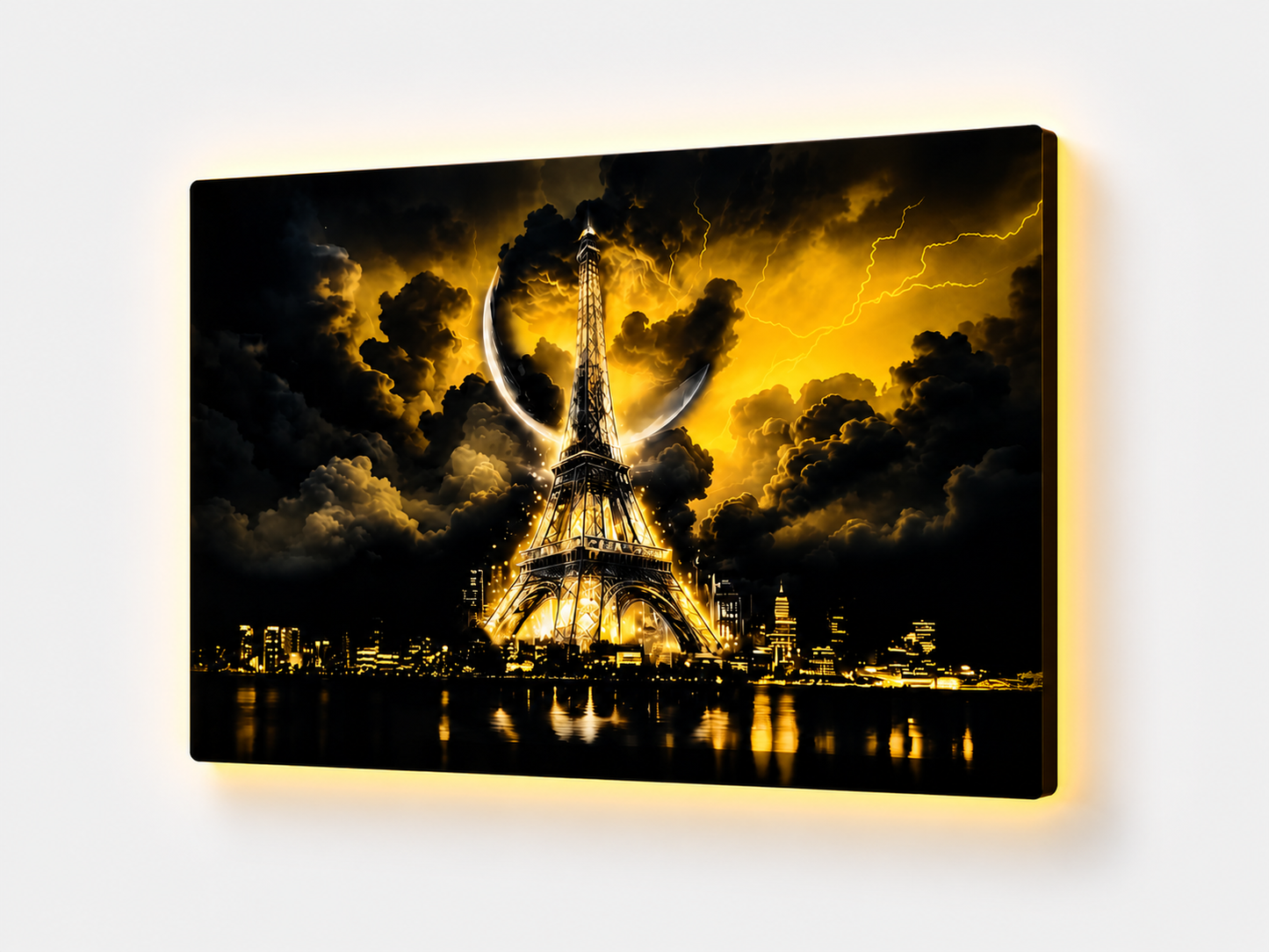 Altın Paris LED Akrilik Duvar Tablosu (60×90 cm)