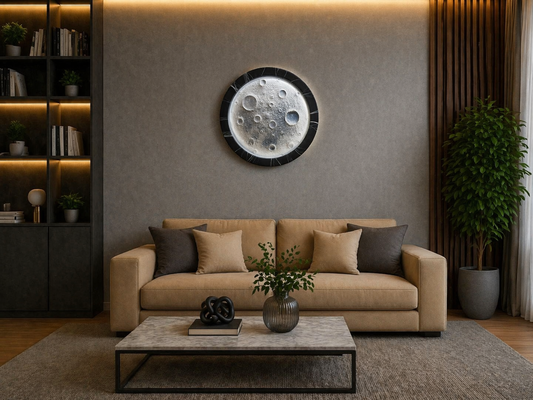 Ay Yüzeyi LED Duvar Sanatı (60 cm) – Bluetooth Hoparlörlü