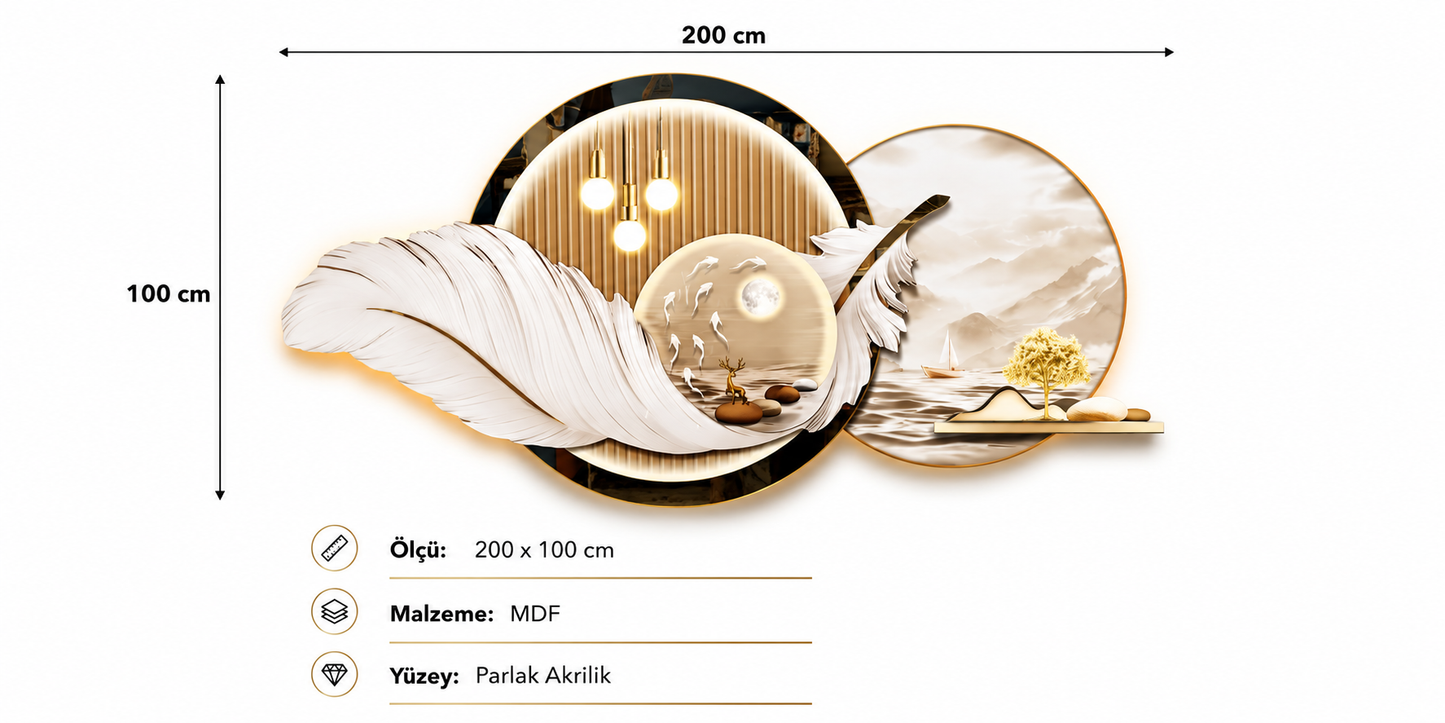 Huzur Manzarası LED Duvar Sanatı (100×200 cm) – Bluetooth Hoparlör-WA-10146-2D