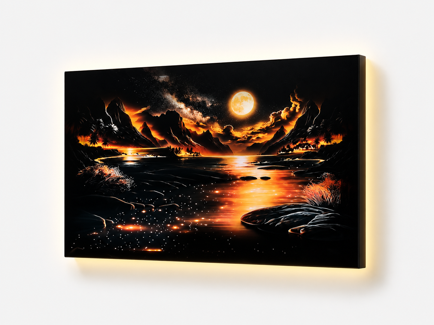Altın Ufuk LED Akrilik Duvar Tablosu (60×90 cm)