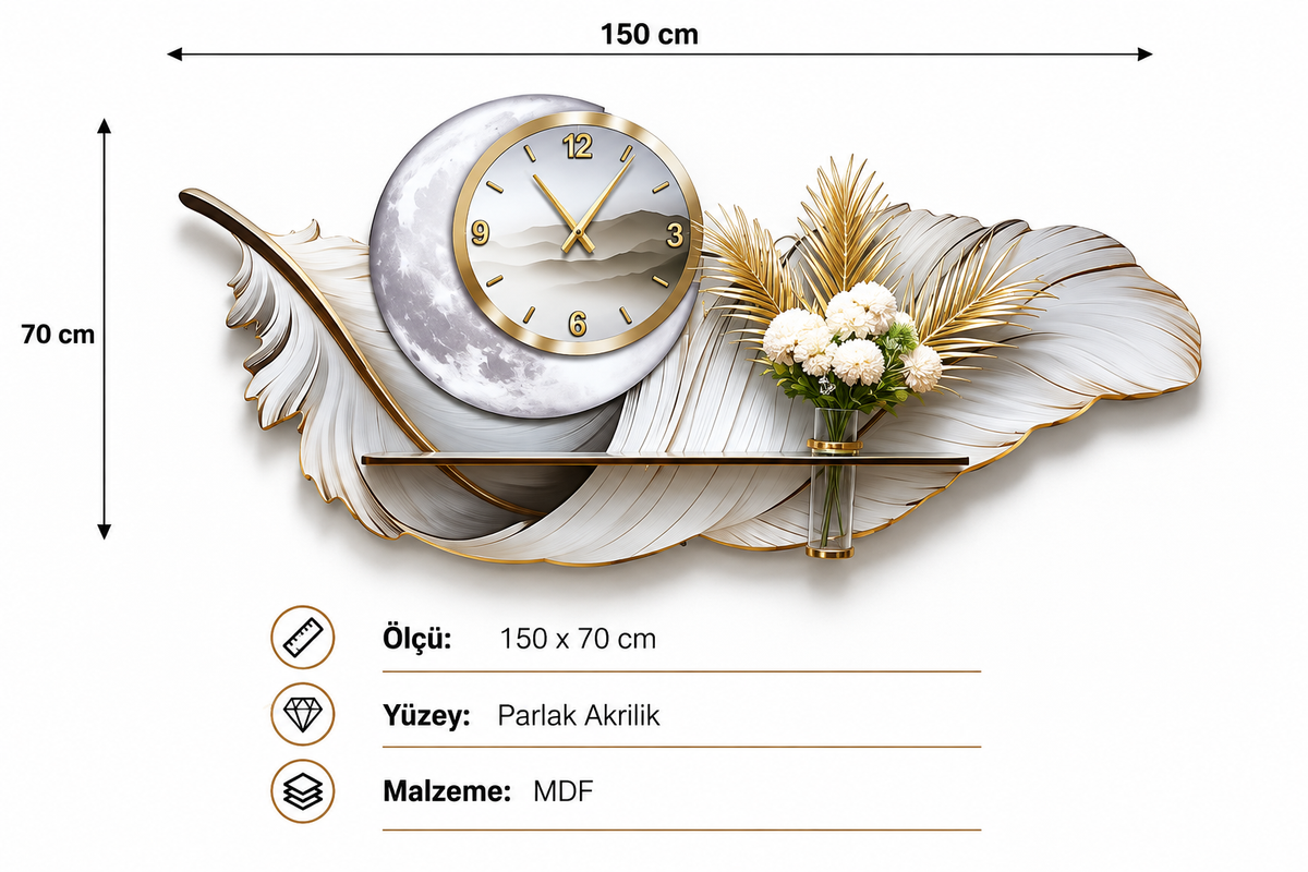 فن حائط LED ريشة القمر (70×150 سم) – سماعة بلوتوث-WA-10112-2D