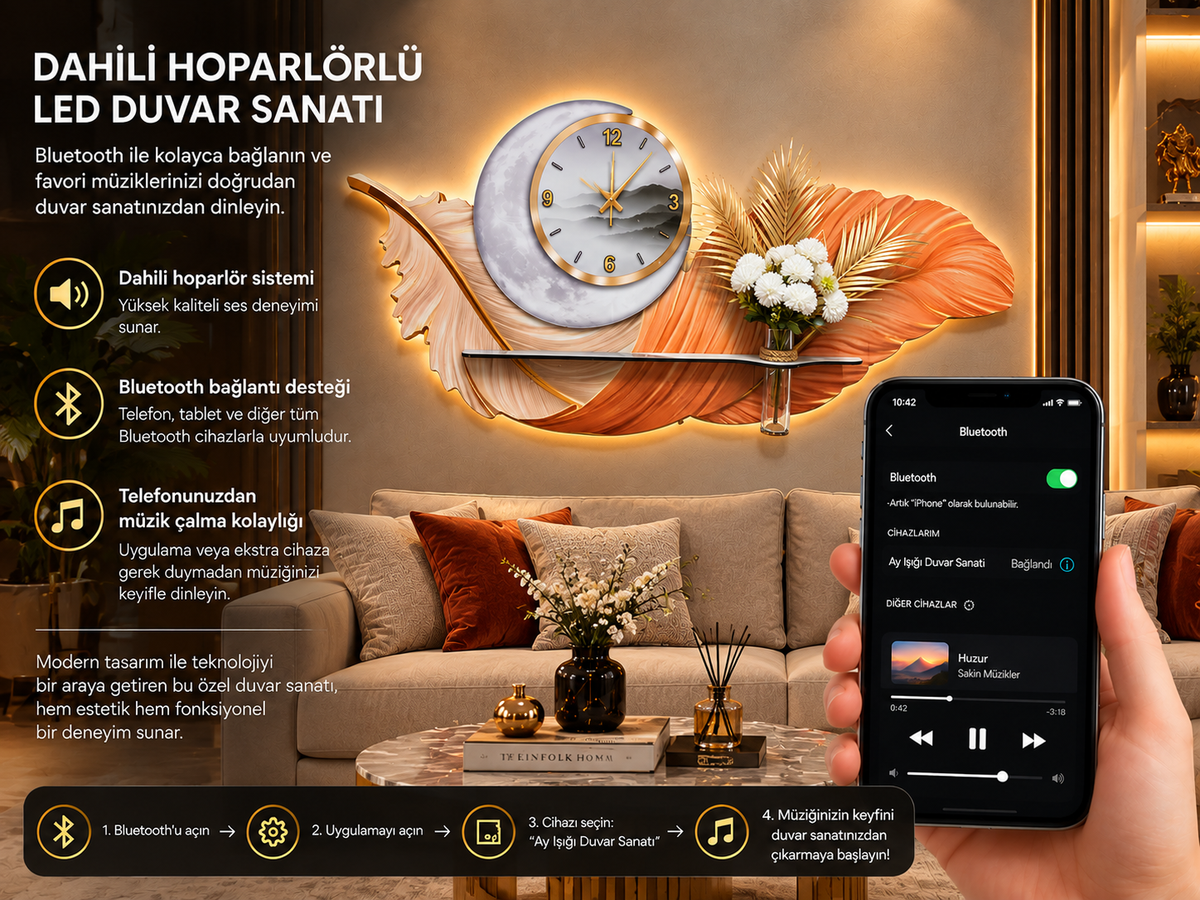 فن حائط LED ريشة القمر (70×150 سم) – سماعة بلوتوث-WA-10112-2D