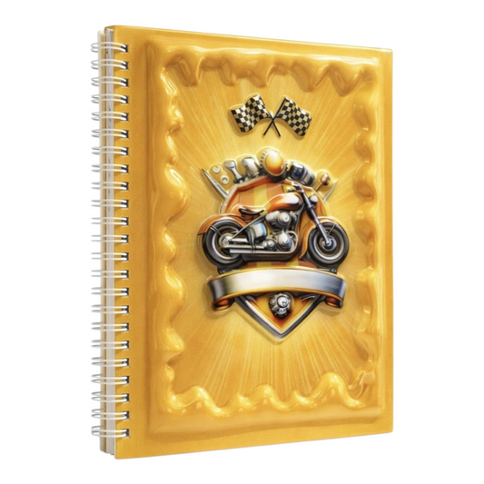 Motosiklet Yarış Temalı 3 Boyutlu Spiralli Defter