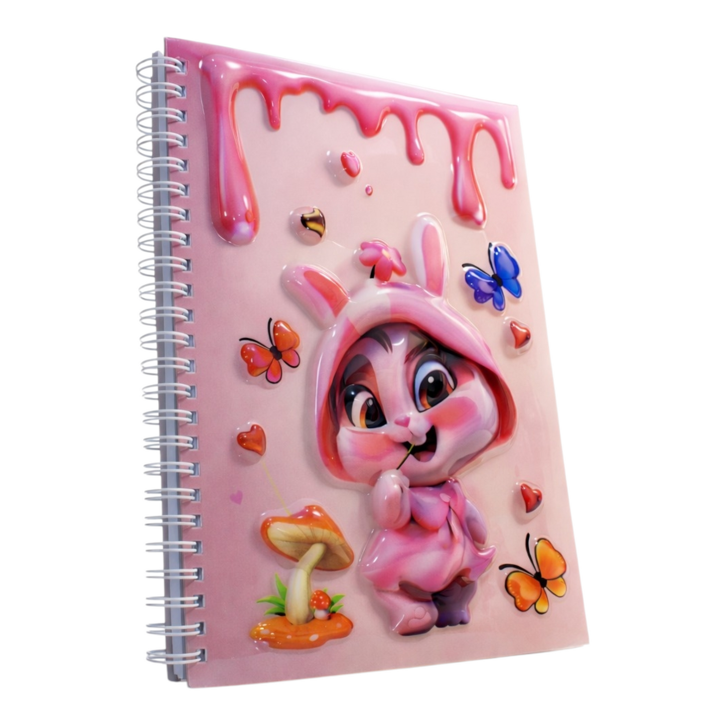 Pembe Tavşan 3 Boyutlu Spiralli Defter