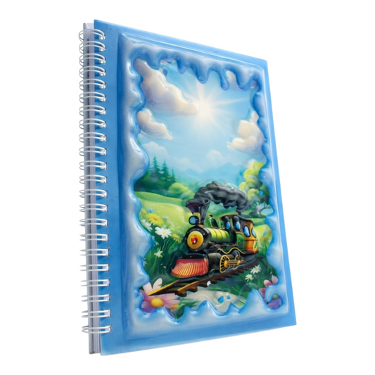 Renkli Tren 3 Boyutlu Spiralli Defter