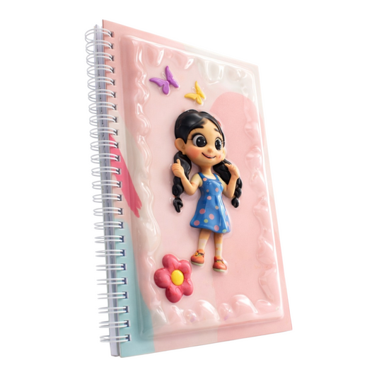 Küçük Kız ve Kelebekler 3 Boyutlu Spiralli Defter
