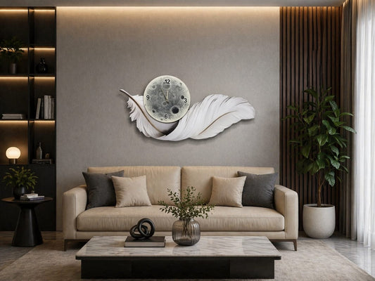 Ay Tüyü Akıllı LED Duvar Saati (70×150 cm) – Bluetooth Hoparlör