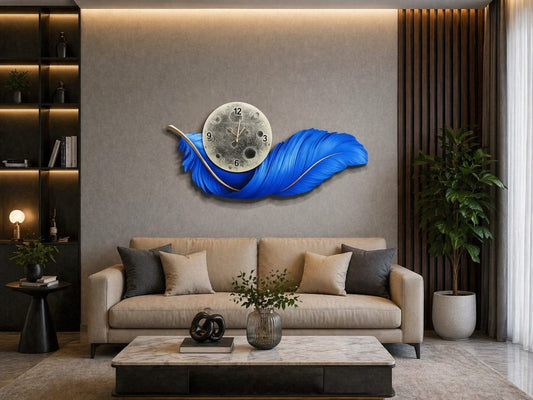 Okyanus Tüyü Akıllı LED Duvar Saati (70×150 cm) – Bluetooth Hoparlör