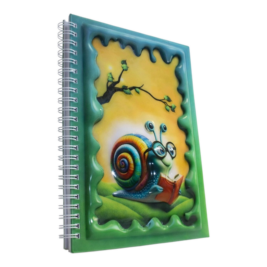Kitap Okuyan Salyangoz 3 Boyutlu Spiralli Defter