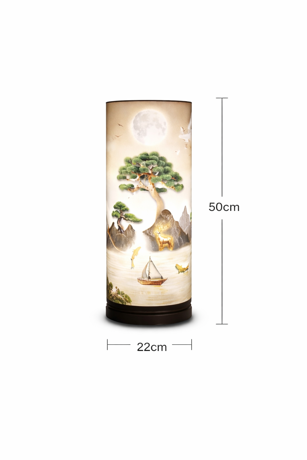 🌳 Doğa ve Ay Manzarası Desenli LED Masa Lambası – Dekoratif Ortam Aydınlatması – 50 cm