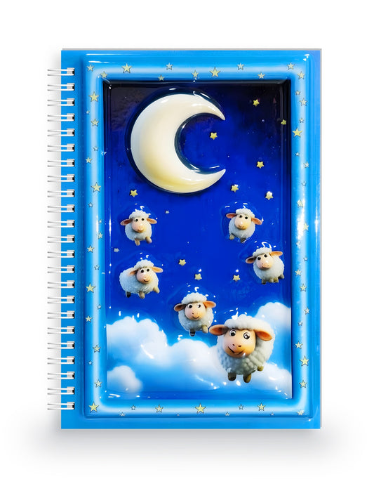 Ay ve Koyunlar 3 Boyutlu Spiralli Defter