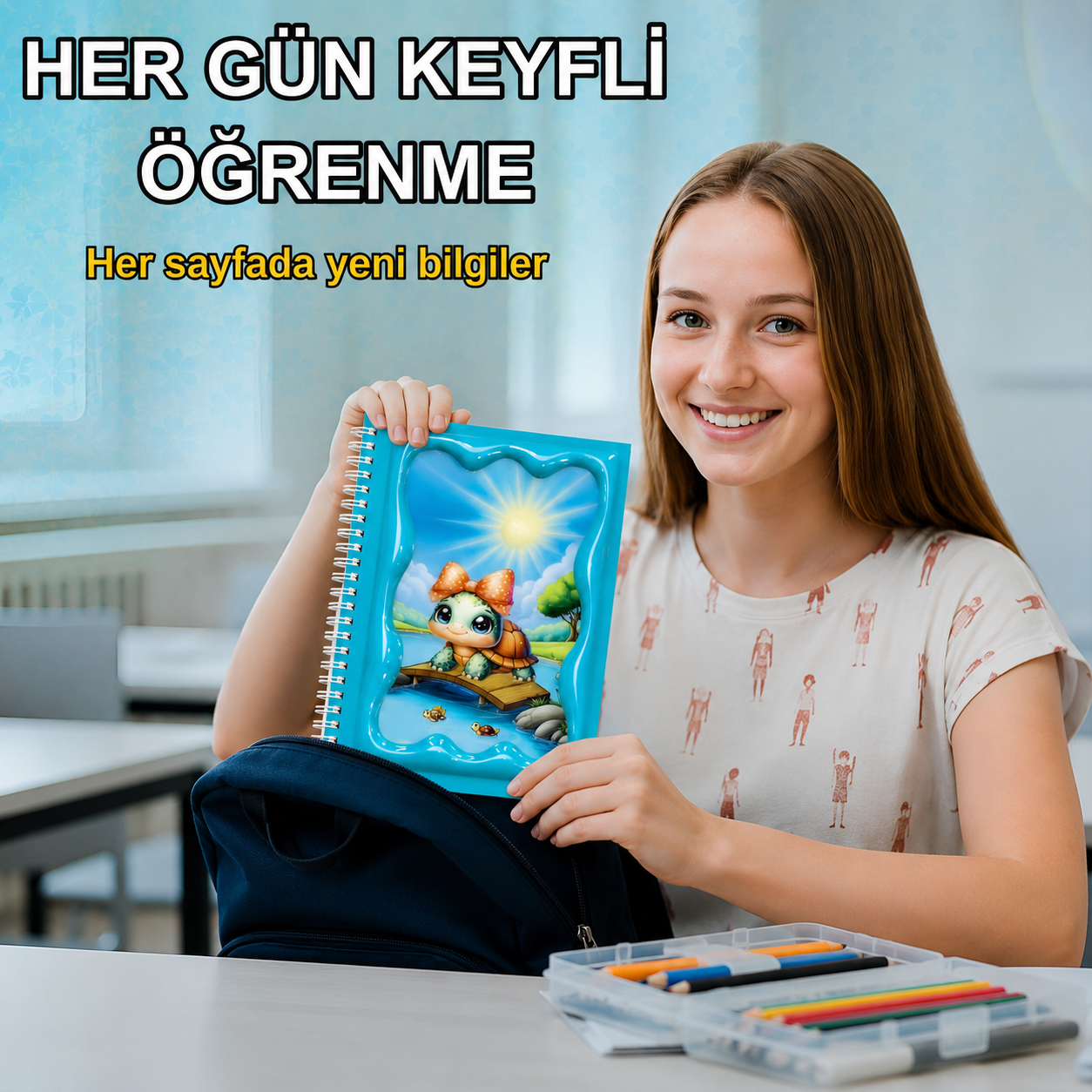 A5 Boyutunda  Parlak Yüzeyli 3 Boyutlu  Spiralli Defter  3'lü Koleksiyon