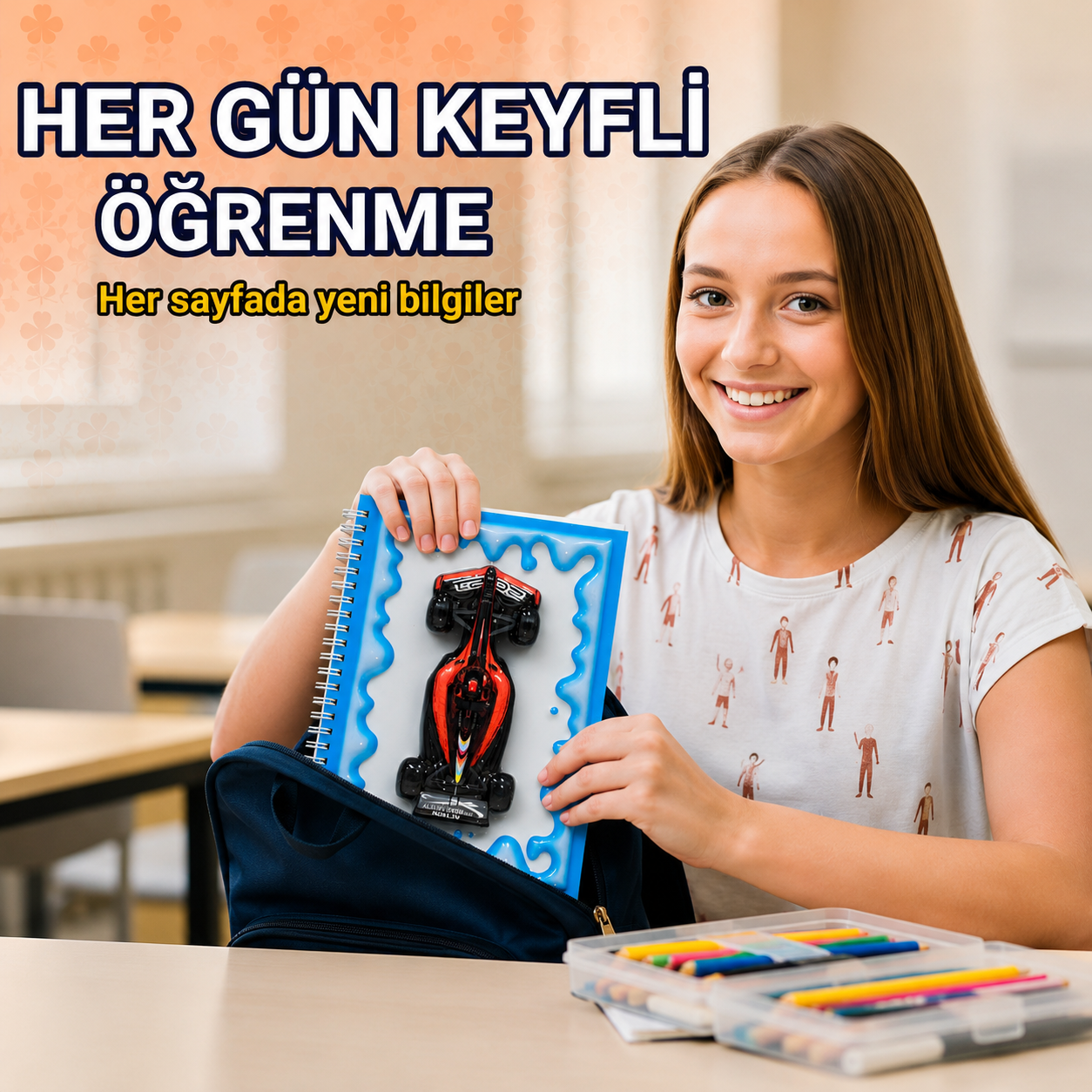 A5 Boyutunda  Parlak Yüzeyli 3 Boyutlu  Spiralli Defter  3'lü Koleksiyon
