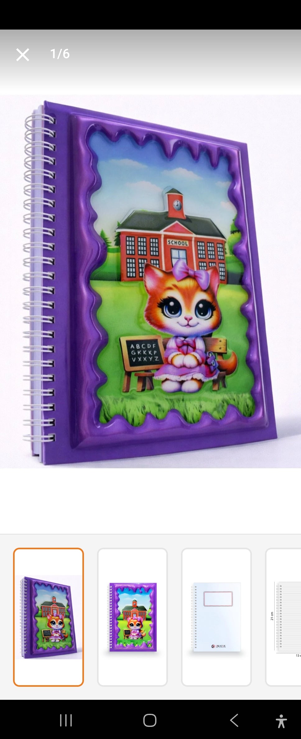 Okul Temalı Sevimli Kedi 3 Boyutlu Spiralli Defter