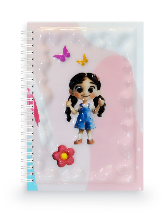 Küçük Kız ve Kelebekler 3 Boyutlu Spiralli Defter