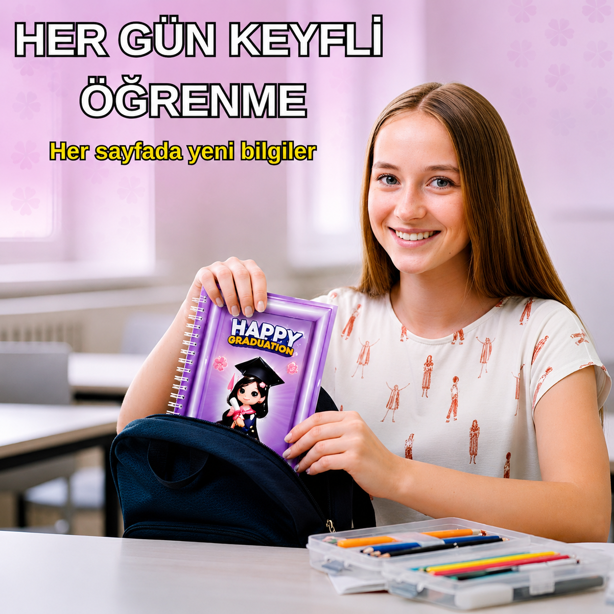 A5 Boyutunda  Parlak Yüzeyli 3 Boyutlu  Spiralli Defter  3'lü Koleksiyon