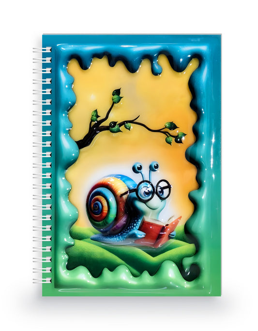Kitap Okuyan Salyangoz 3 Boyutlu Spiralli Defter