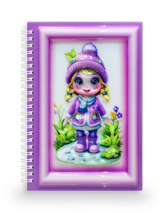 Pembe Bere Kız 3 Boyutlu Spiralli Defter