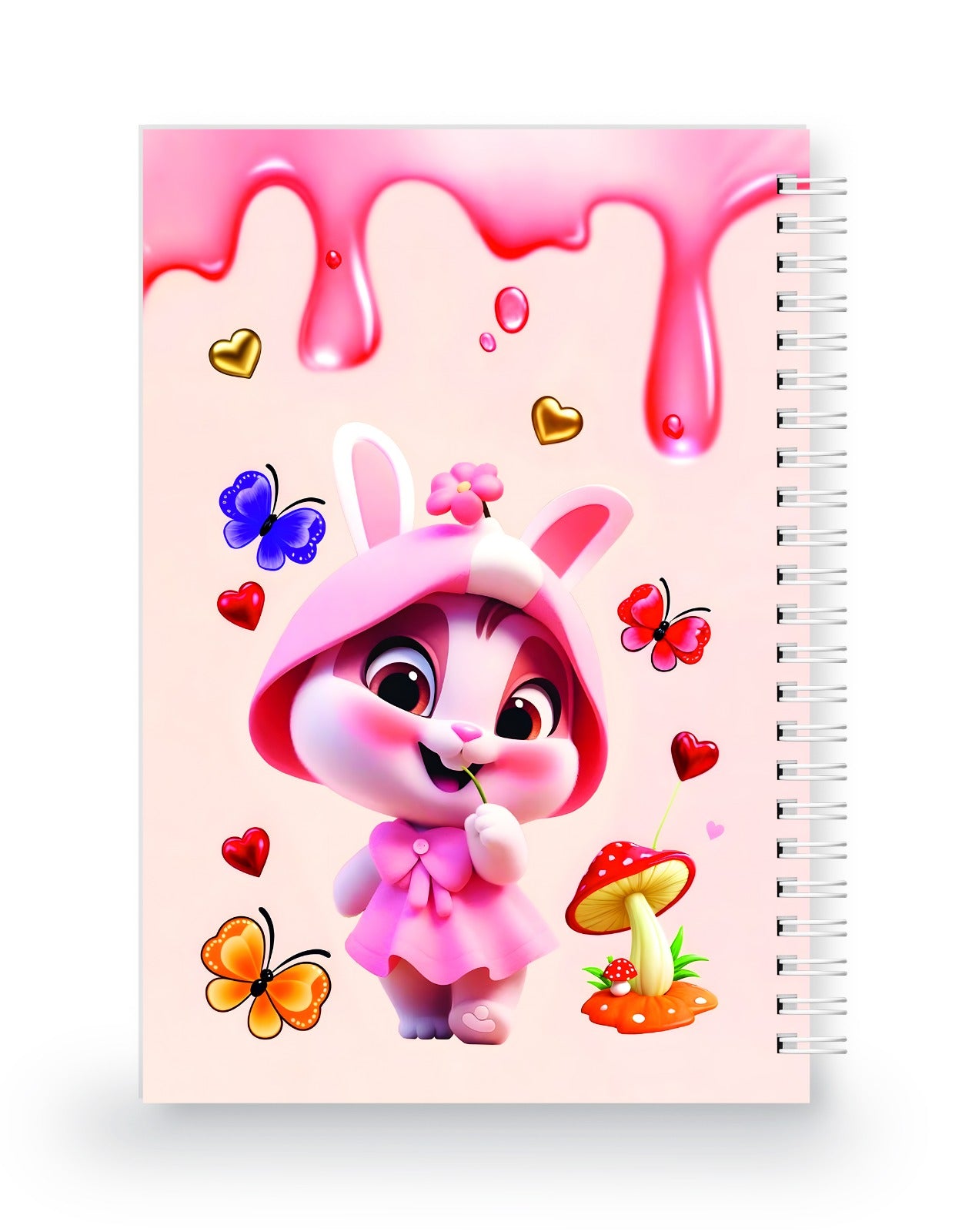 Pembe Tavşan 3 Boyutlu Spiralli Defter