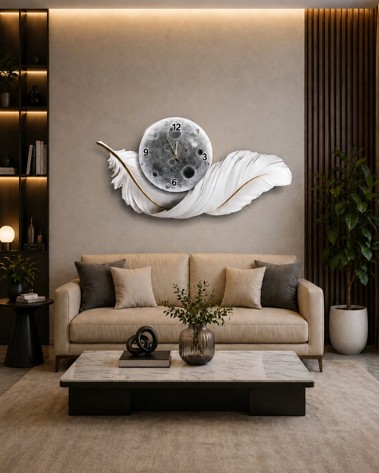 Ay Tüyü Akıllı LED Duvar Saati (70×150 cm) – Bluetooth Hoparlör-WA-10104-2D