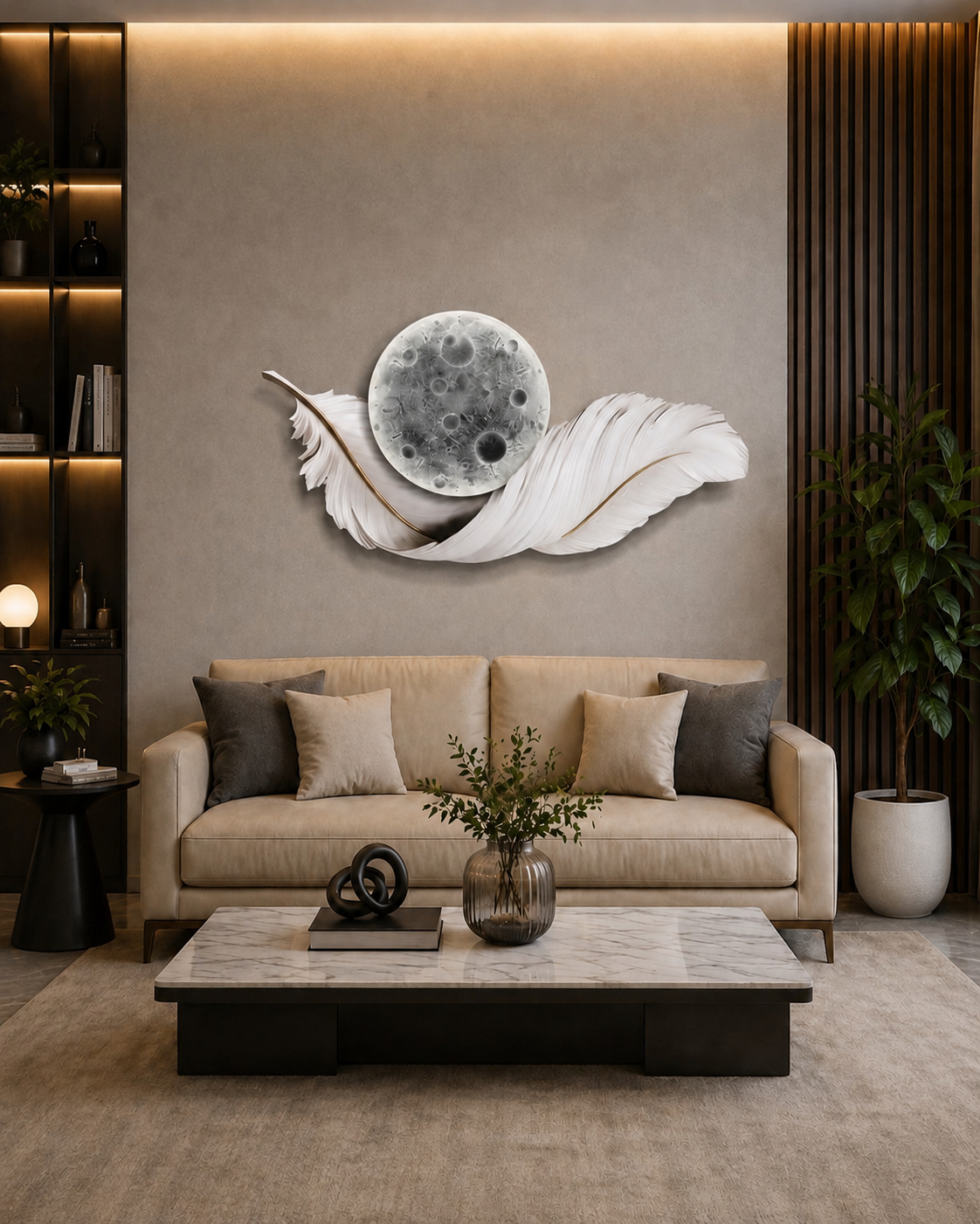 Ay Tüyü Akıllı LED Duvar Saati (70×150 cm) – Bluetooth Hoparlör