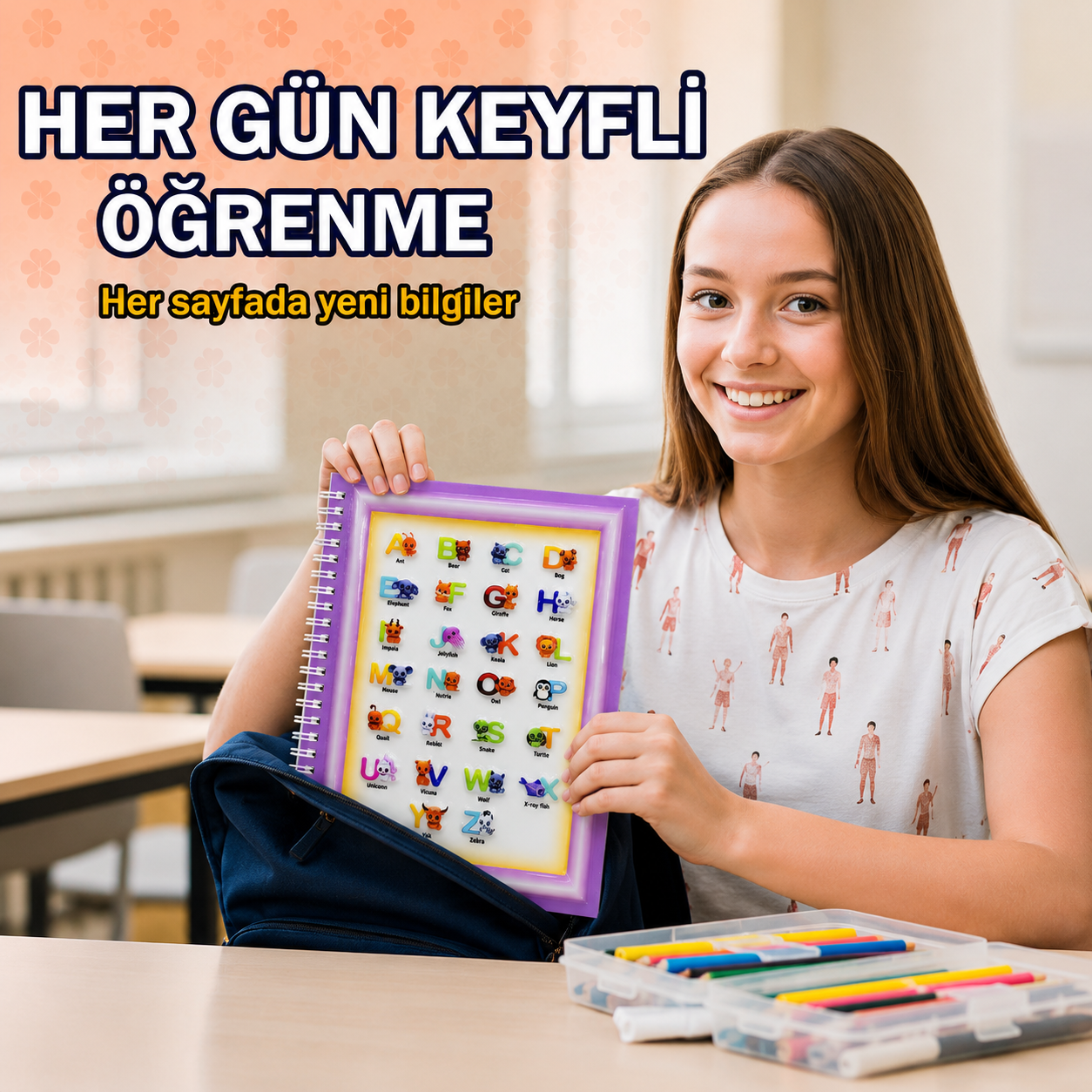 A5 Boyutunda  Parlak Yüzeyli 3 Boyutlu  Spiralli Defter  3'lü Koleksiyon