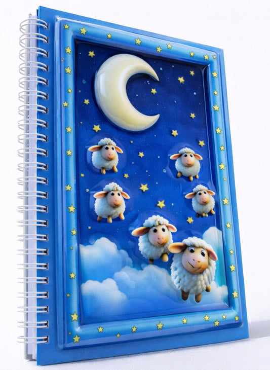 Ay ve Koyunlar 3 Boyutlu Spiralli Defter