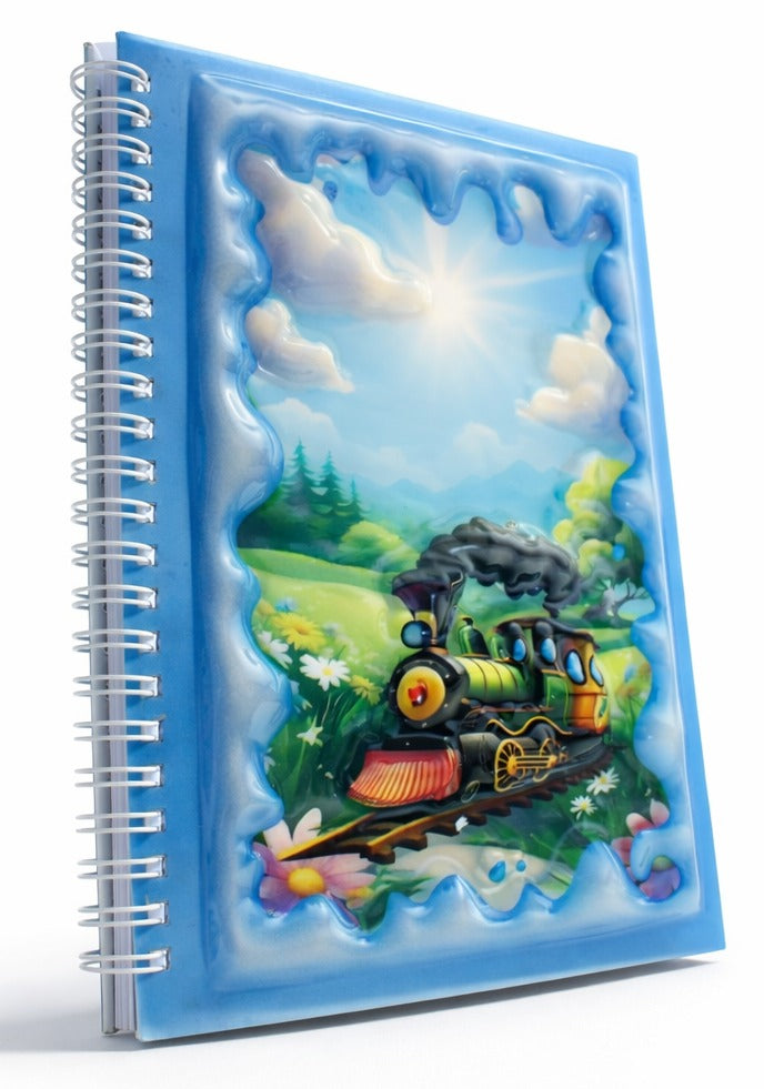 Renkli Tren 3 Boyutlu Spiralli Defter