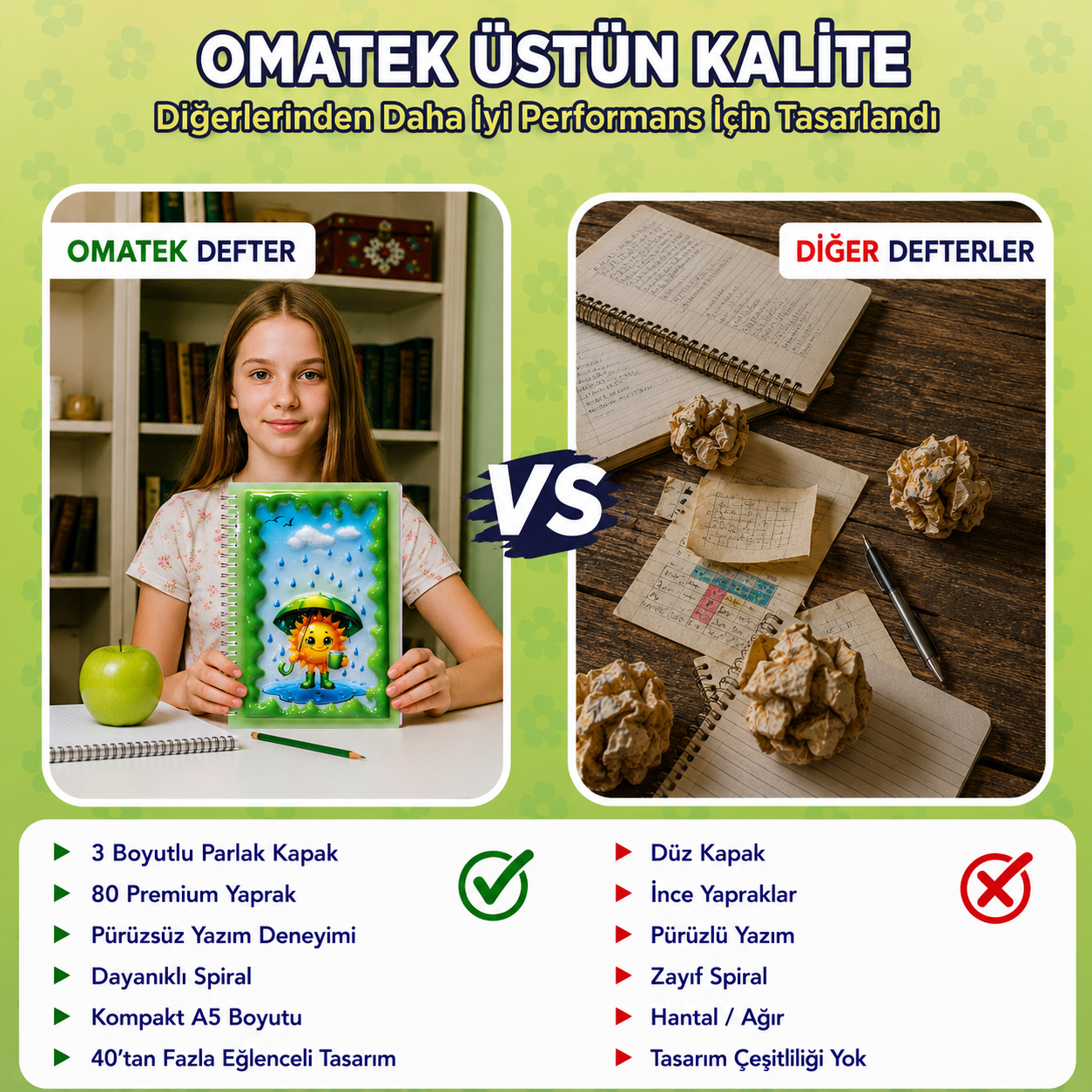 A5 Boyutunda  Parlak Yüzeyli 3 Boyutlu  Spiralli Defter  3'lü Koleksiyon