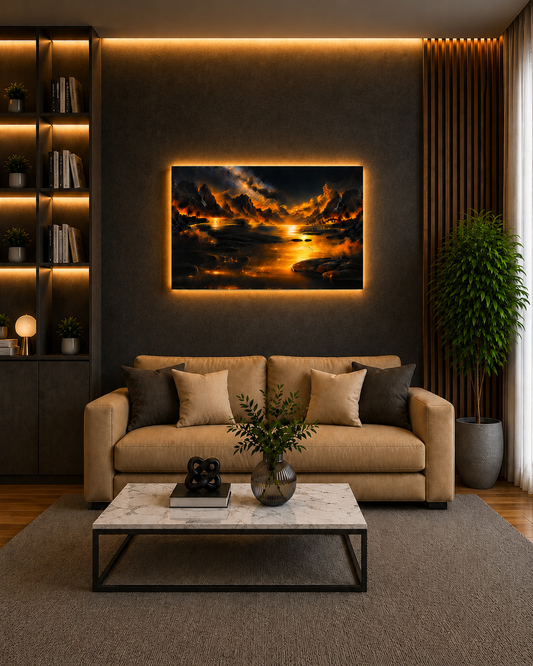 Altın Ufuk LED Akrilik Duvar Tablosu (60×90 cm)-WA-10140-2D