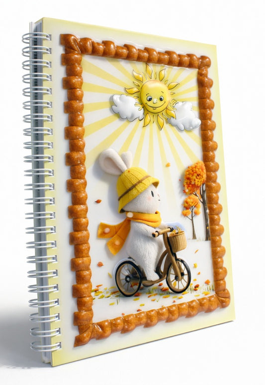 Bisikletli Tavşan 3 Boyutlu Spiralli Defter