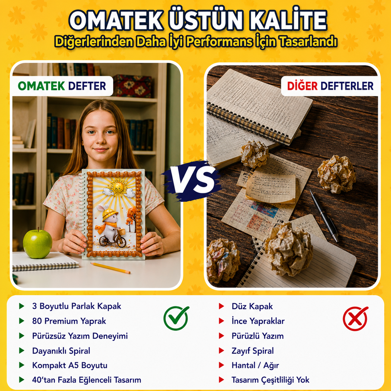 A5 Boyutunda  Parlak Yüzeyli 3 Boyutlu  Spiralli Defter  3'lü Koleksiyon