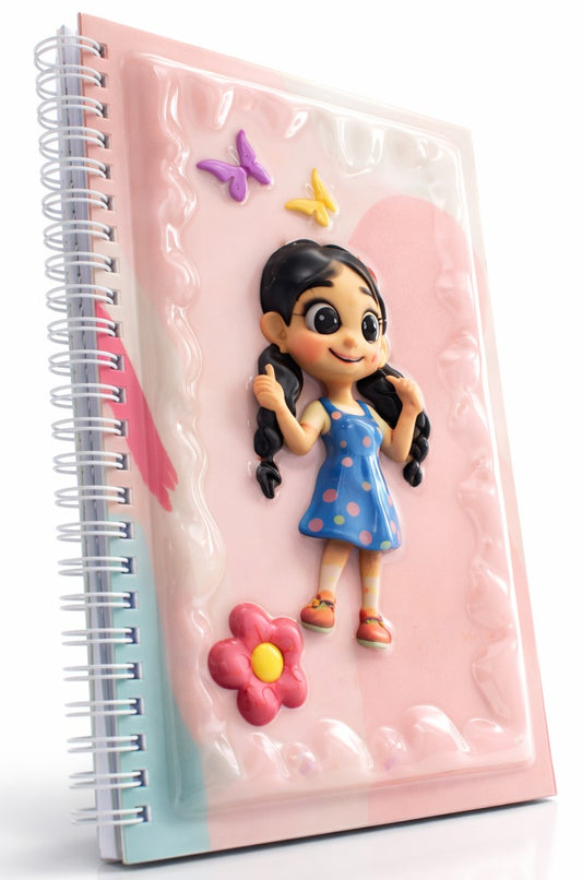 Küçük Kız ve Kelebekler 3 Boyutlu Spiralli Defter
