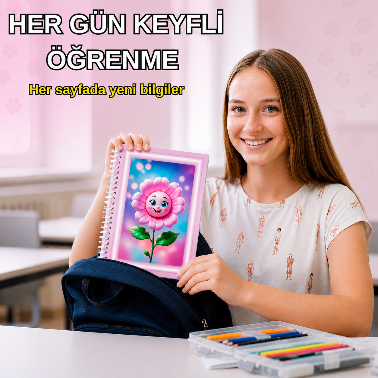 A5 Boyutunda  Parlak Yüzeyli 3 Boyutlu  Spiralli Defter  3'lü Koleksiyon