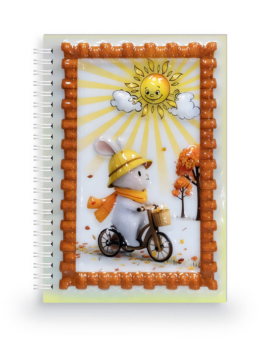 Bisikletli Tavşan 3 Boyutlu Spiralli Defter