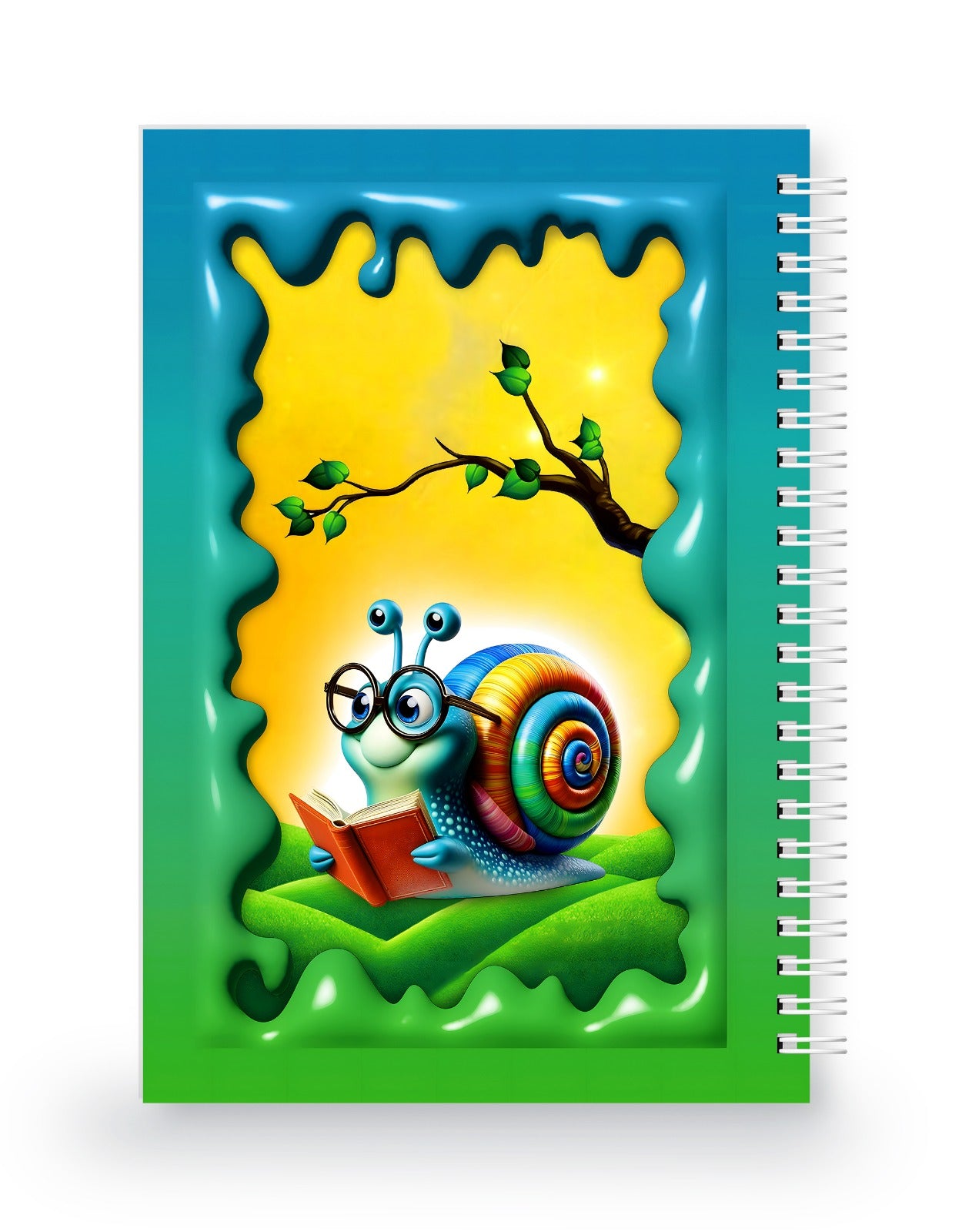 Kitap Okuyan Salyangoz 3 Boyutlu Spiralli Defter
