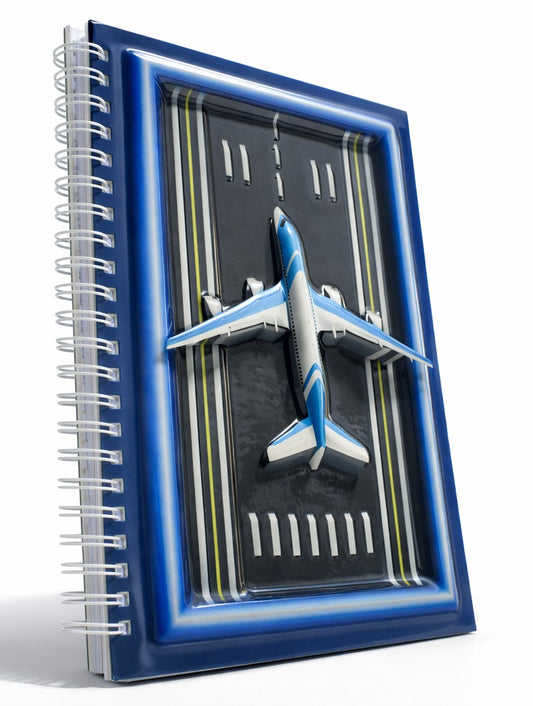 Pistte Uçak 3 Boyutlu Spiralli Defter