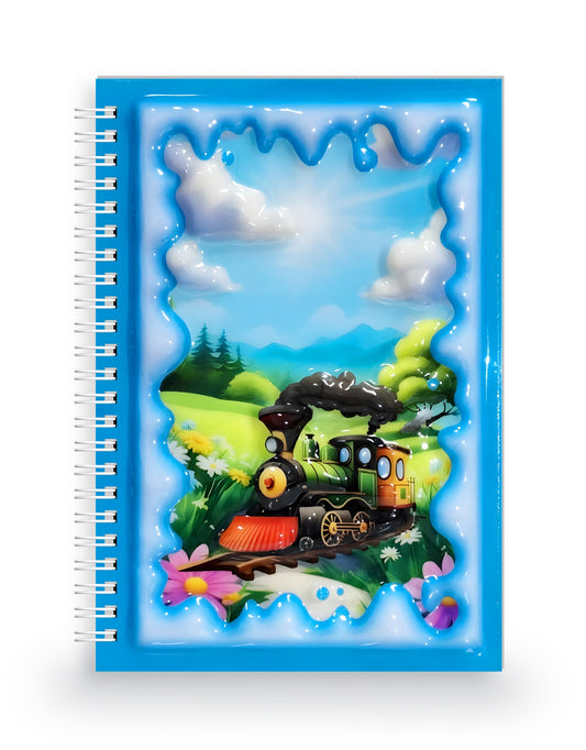 Renkli Tren 3 Boyutlu Spiralli Defter