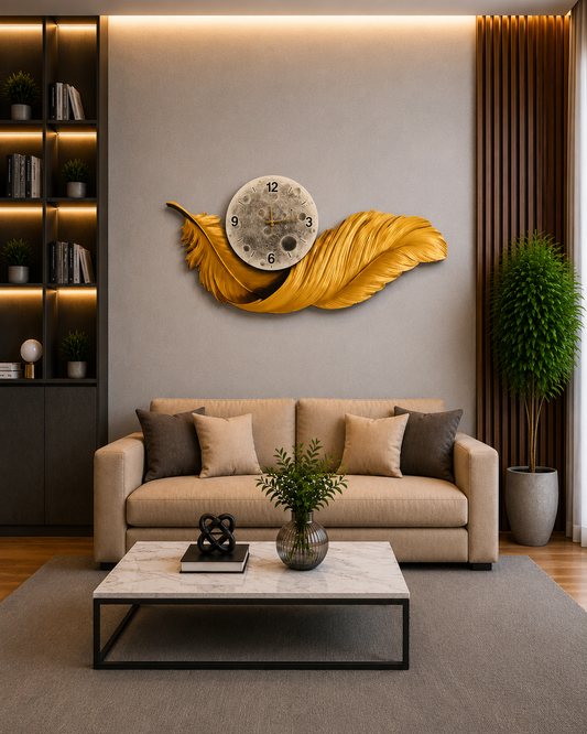 Altın Tüyü LED Duvar Sanatı (70×150 cm) – Bluetooth Hoparlör