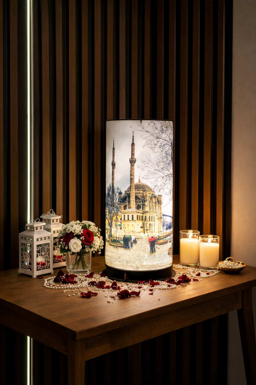 Ortaköy manzarası Desenli LED Masa Lambası – Dekoratif Ortam Aydınlatması – 50 cm